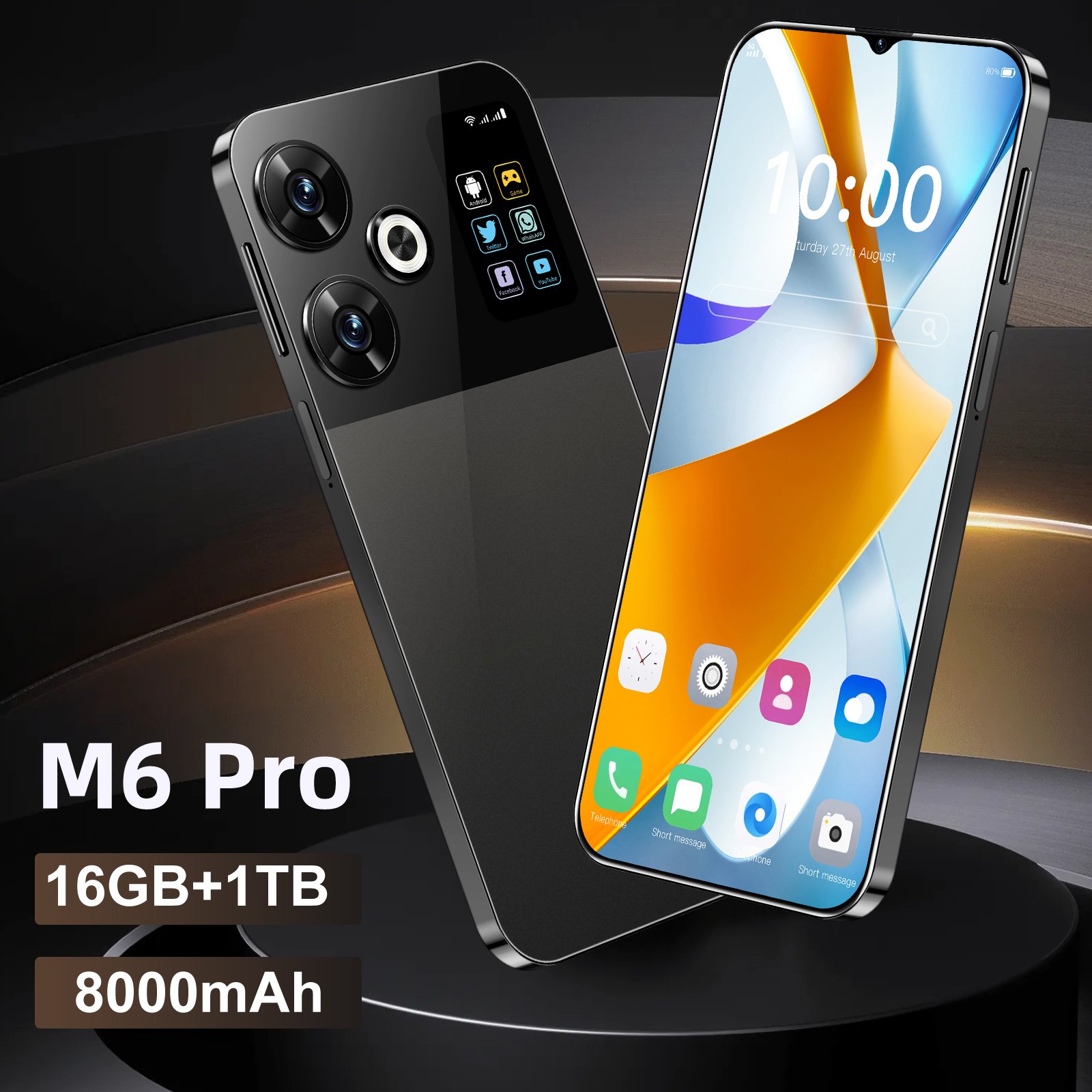 Wholesale M6 Pro Smartphone AMOLED Big Screen Global Version with 5G WCDMA Cellular Android 13 mobile phone cellphone